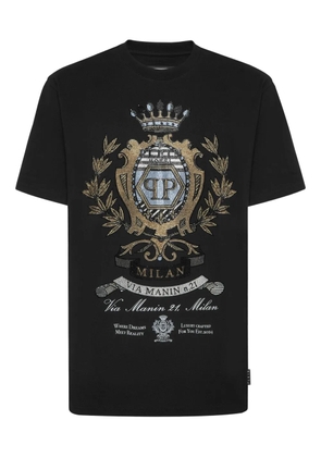 Philipp Plein Stones crest-embellished T-shirt - Black
