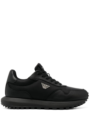 Emporio Armani logo-charm lace-up sneakers - Black