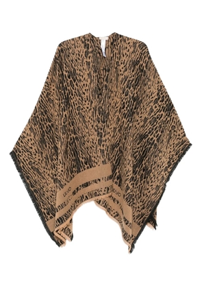 LIU JO leopard-print fringed poncho - Neutrals
