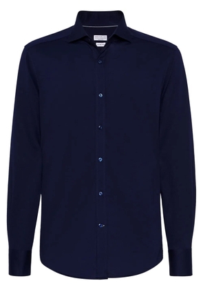 Brunello Cucinelli spread-collar cotton shirt - Blue