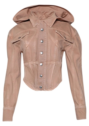 Mugler corseted denim jacket - Brown