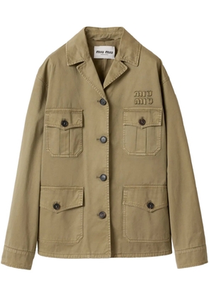 Miu Miu garment-dyed cotton jacket - Green