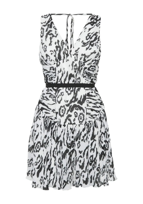 Self-Portrait plissé leopard-print mini dress - White