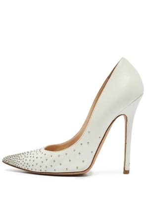 Jimmy Choo Pre-Owned 110mm Romy stud-embellished leather pumps - White
