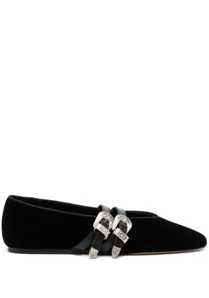 Le Monde Beryl Claudia belted velvet slippers - Black