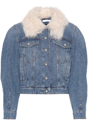 Chloé shearling-collar denim jacket - Blue