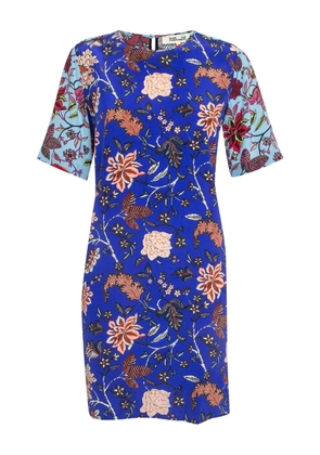 Diane Von Furstenberg Vintage floral-print silk mini dress - Blue