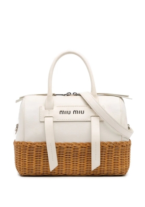 Miu Miu Pre-Owned 2000-2025 Wicker Trimmed Leather Top Handle Bag satchel - Brown