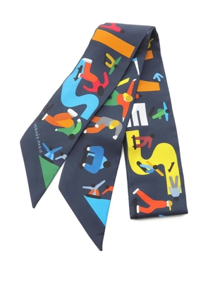 Hermès Pre-Owned 2010s Twilly Figures Libres scarf - Blue