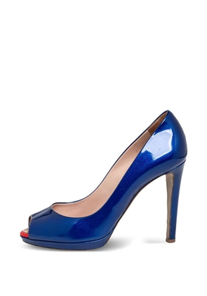 Sergio Rossi Vintage pre-owned 100mm patent-leather peep-toe pumps - Blue