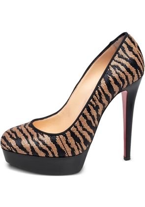 Christian Louboutin Pre-Owned Bianca Panama Tiger Weave platform pumps - Neutrals