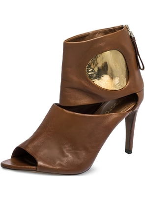 Sergio Rossi Vintage cut-out metal-detail booties - Brown