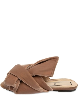 Nº21 Pre-owned knotted velvet slide sandals - Neutrals