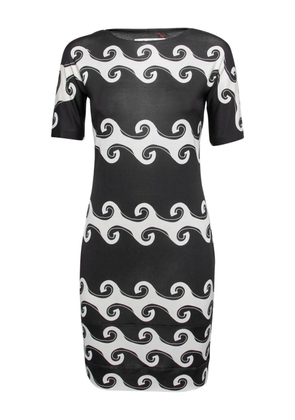 Diane Von Furstenberg Vintage wave-pattern silk dress - Black
