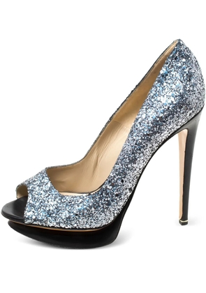 Nicholas Kirkwood pre-owned 130mm glittered peep-toe pumps - Silver