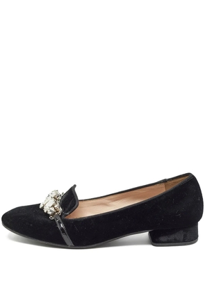 Miu Miu Pre-Owned crystal-embellishment ballet flats - Black