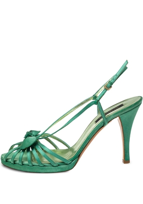 Sergio Rossi Vintage 100mm satin heeled sandals - Green