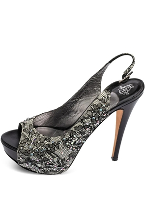 Gina Pre-owned 130mm slingback platform pumps - Black