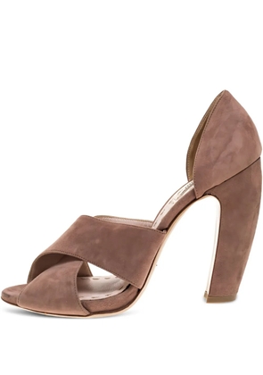 Miu Miu Pre-Owned 115mm crossover-strap suede sandals - Pink