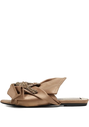 Nº21 Raso knotted-embellished sandals - Brown