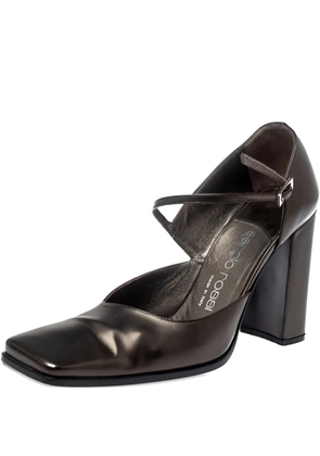 Sergio Rossi Vintage 100mm square-toe block-heel pumps - Grey