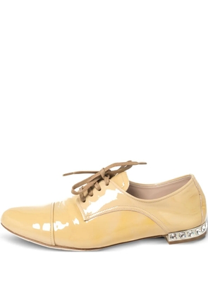 Miu Miu Pre-Owned crystal-embellished derby shoes - Neutrals