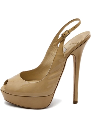 Jimmy Choo Pre-Owned 150mm platform slingback pumps - Neutrals