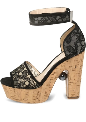 Nicholas Kirkwood pre-owned 135mm Maya lace-embellished platform sandals - Black