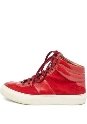 Jimmy Choo Pre-Owned paten-leather suede sneakers - Red