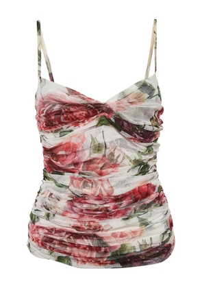 Dolce & Gabbana Pre-Owned rose-print tank top - White