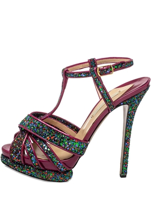 Nicholas Kirkwood pre-owned 135mm patent glitter platform sandals - Blue