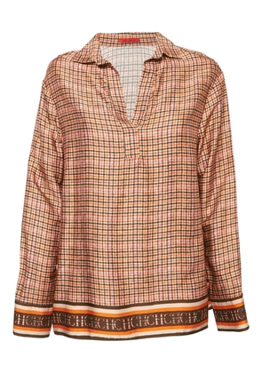 Carolina Herrera Vintage Pre-Owned houndstooth-pattern blouse - Orange