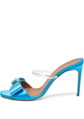 Malone Souliers pre-owned 95mm Emily satin bow-detail stiletto mules - Blue