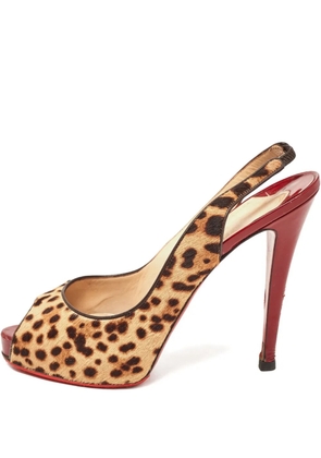 Christian Louboutin Pre-Owned 140mm leopard-print slingback pumps - Neutrals