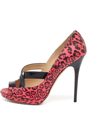 Jimmy Choo Pre-Owned leopard-print open-toe heels - Pink