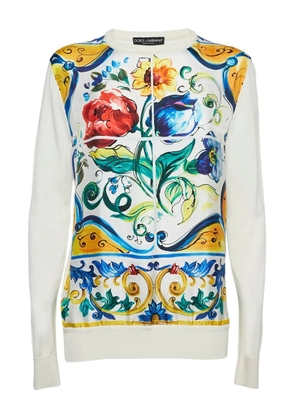 Dolce & Gabbana Pre-Owned floral-print silk T-shirt - White