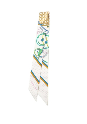 Hermès Pre-Owned 2010-2025 Les Voitures a Transformation Silk Twilly Scarf scarves - White