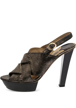 Jimmy Choo Pre-Owned 130mm metallic platform sandals - Black