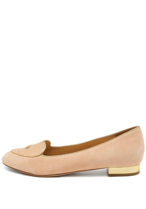 Charlotte Olympia pre-owned suede flat pumps - Pink