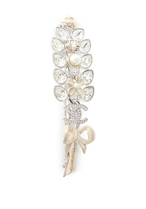 CHANEL Pre-Owned 1986-1988 CC rhinestone brooch - Gold