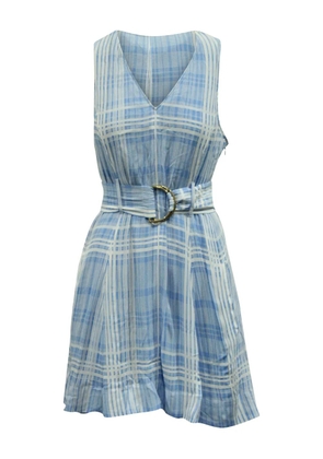 DVF Diane von Furstenberg plaid-pattern belted mini dress - Blue