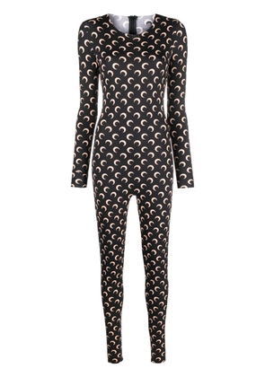 Marine Serre Crescent Moon-print jumpsuit - Black