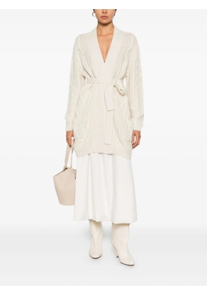 Gran Sasso cable-knit pockets cardigan - White