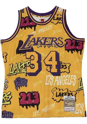 Mitchell & Ness 'LA Lakers 1996 Shaquille O'Neal' Slap Sticker Swingman jersey vest top - Yellow