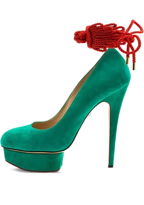 Charlotte Olympia Pre-owned 155mm Dolly rope-detail pumps - Green