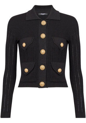 Balmain buttoned ribbed cardigan - Black