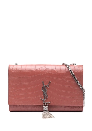 Saint Laurent Pre-Owned 2016 Medium Croc Embossed Leather Kate Tassel crossbody bag - Pink