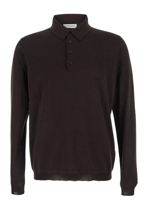 GOES BOTANICAL long-sleeve wool polo shirt - Brown