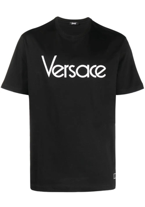 Versace logo-embroidered cotton T-shirt - Black