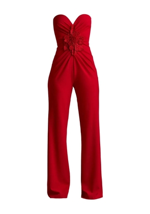 Tadashi Shoji flower-embellished strapless jumpsuit - Red